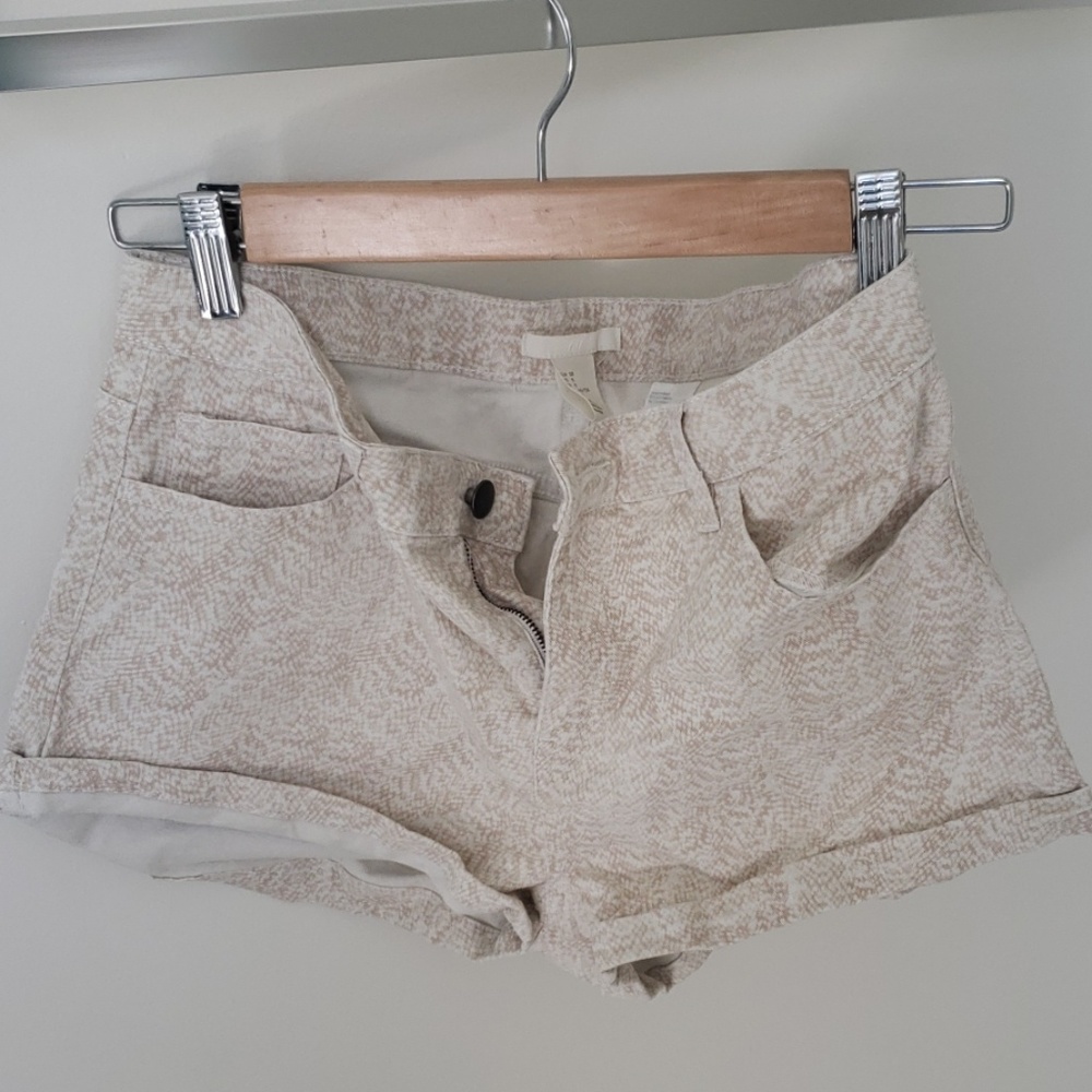 Tan and white shorts